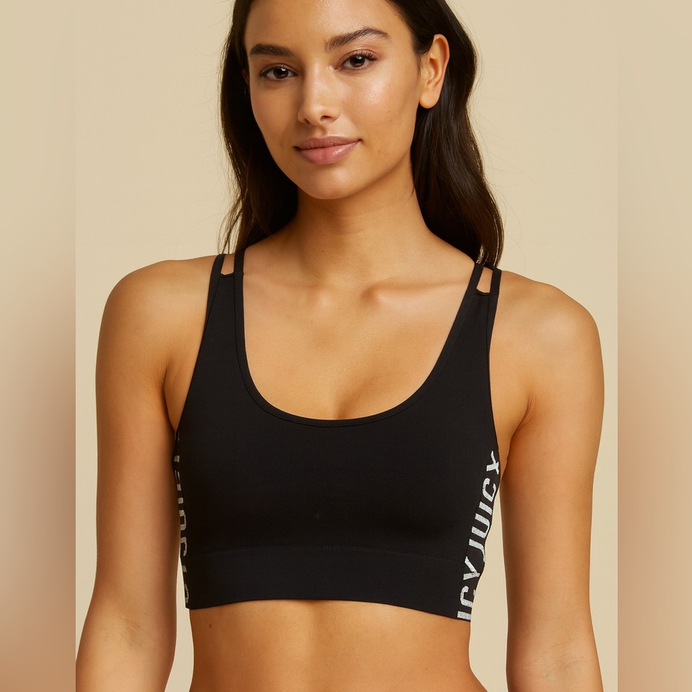 Vintage Juicy Couture Intimates Logo Sports Bra | Black & White | Women’s Large
